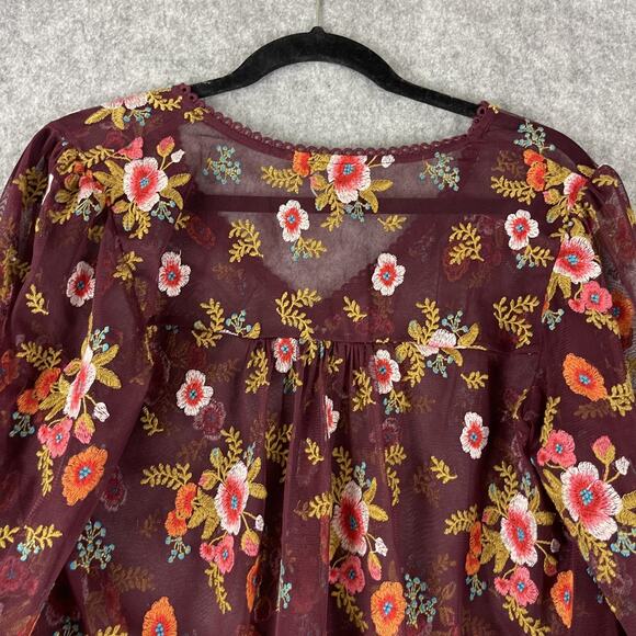 Anthropologie Feather Bone Giralda Top Womens Medium Floral Embroidered Fairy - Picture 13 of 16